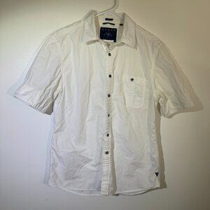 GUESS Men's White Slim Fit Short Sleeve Button Up Shirt S